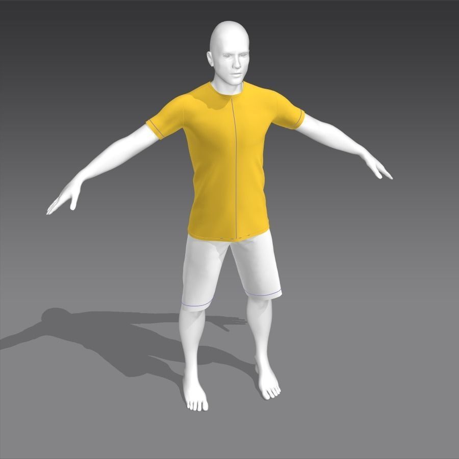 Male Jersey Template - football T shirt and shorts -with manikin 3D model_31