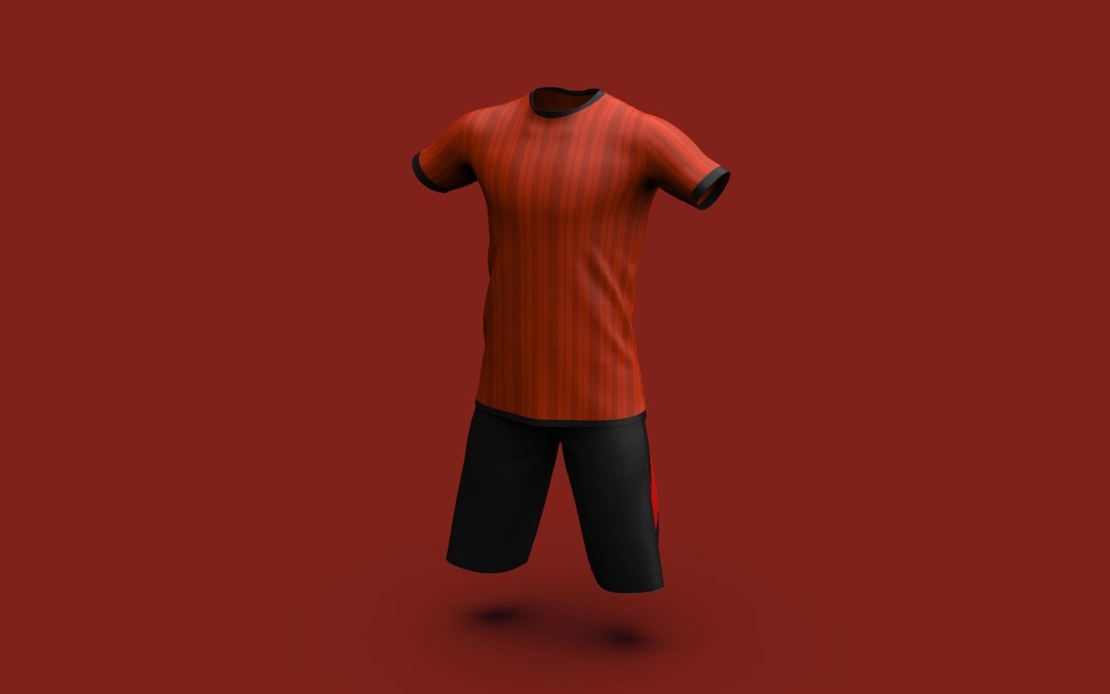 Male Jersey Template - football T shirt and shorts -with manikin 3D model_9