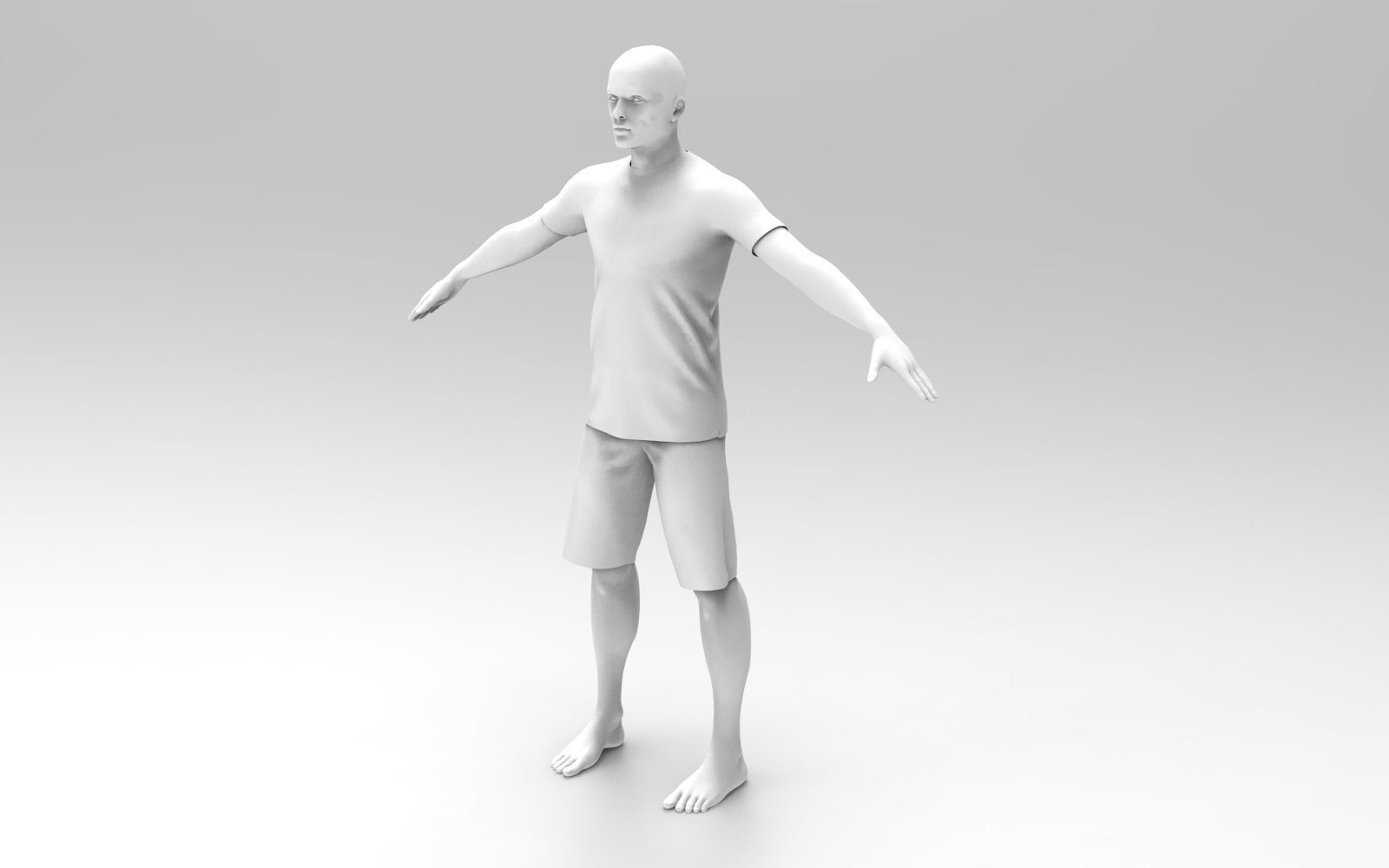 Male Jersey Template - football T shirt and shorts -with manikin 3D model_32