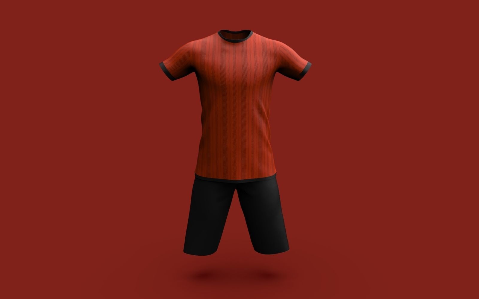 Male Jersey Template - football T shirt and shorts -with manikin 3D model_10