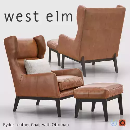 RYDER Leather Chair with Ottoman