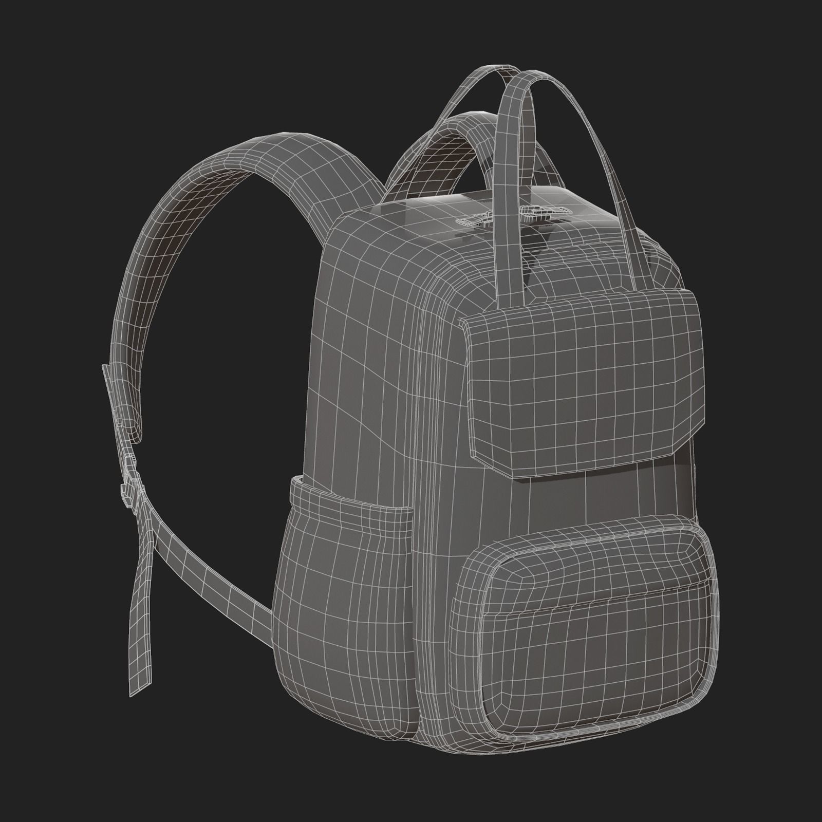 Backpack Camping bag baggage pockets  Low-poly 3D model_11