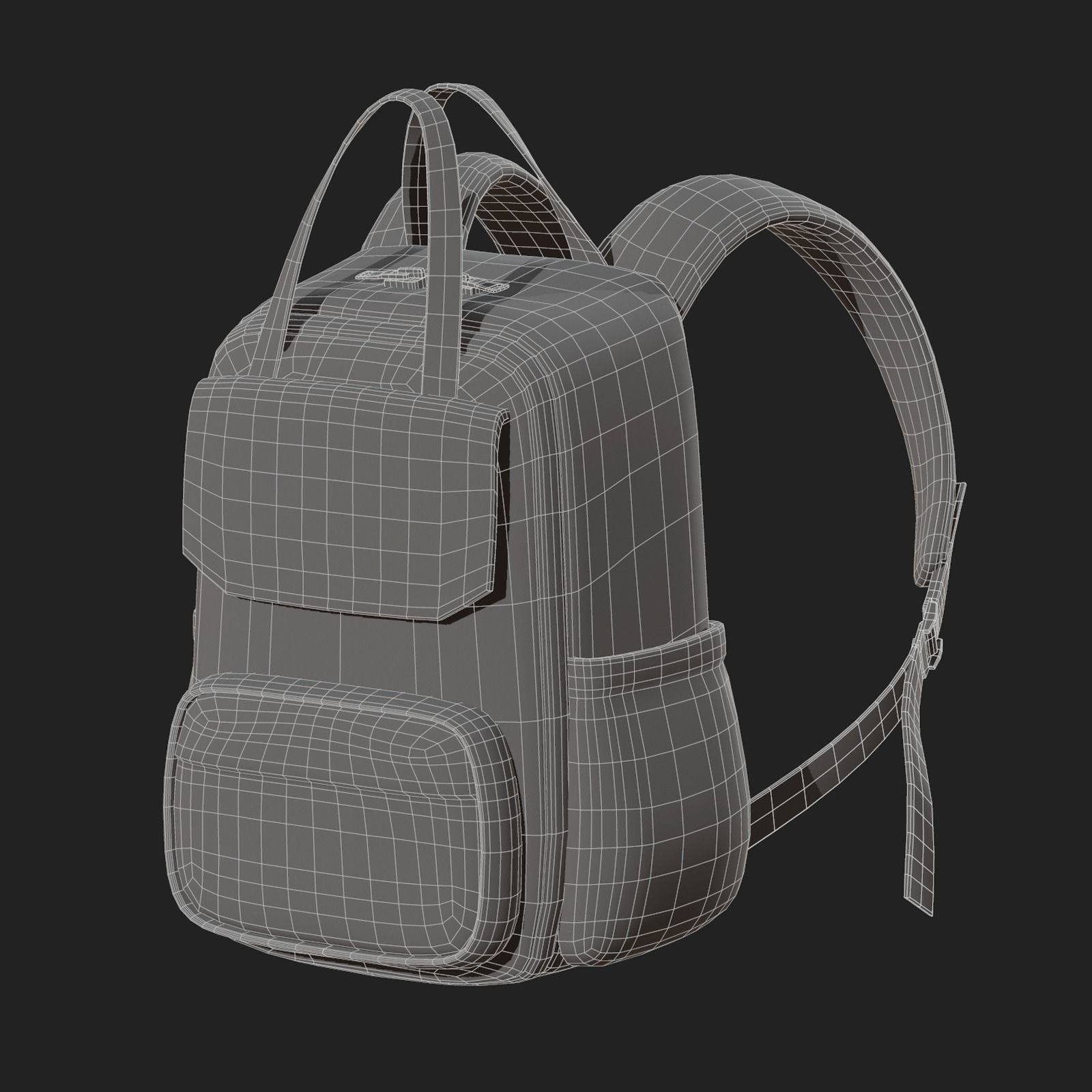 Backpack Camping bag baggage pockets  Low-poly 3D model_12