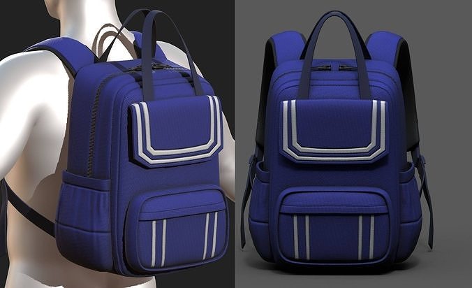 Backpack Camping bag baggage pockets  Low-poly 3D model