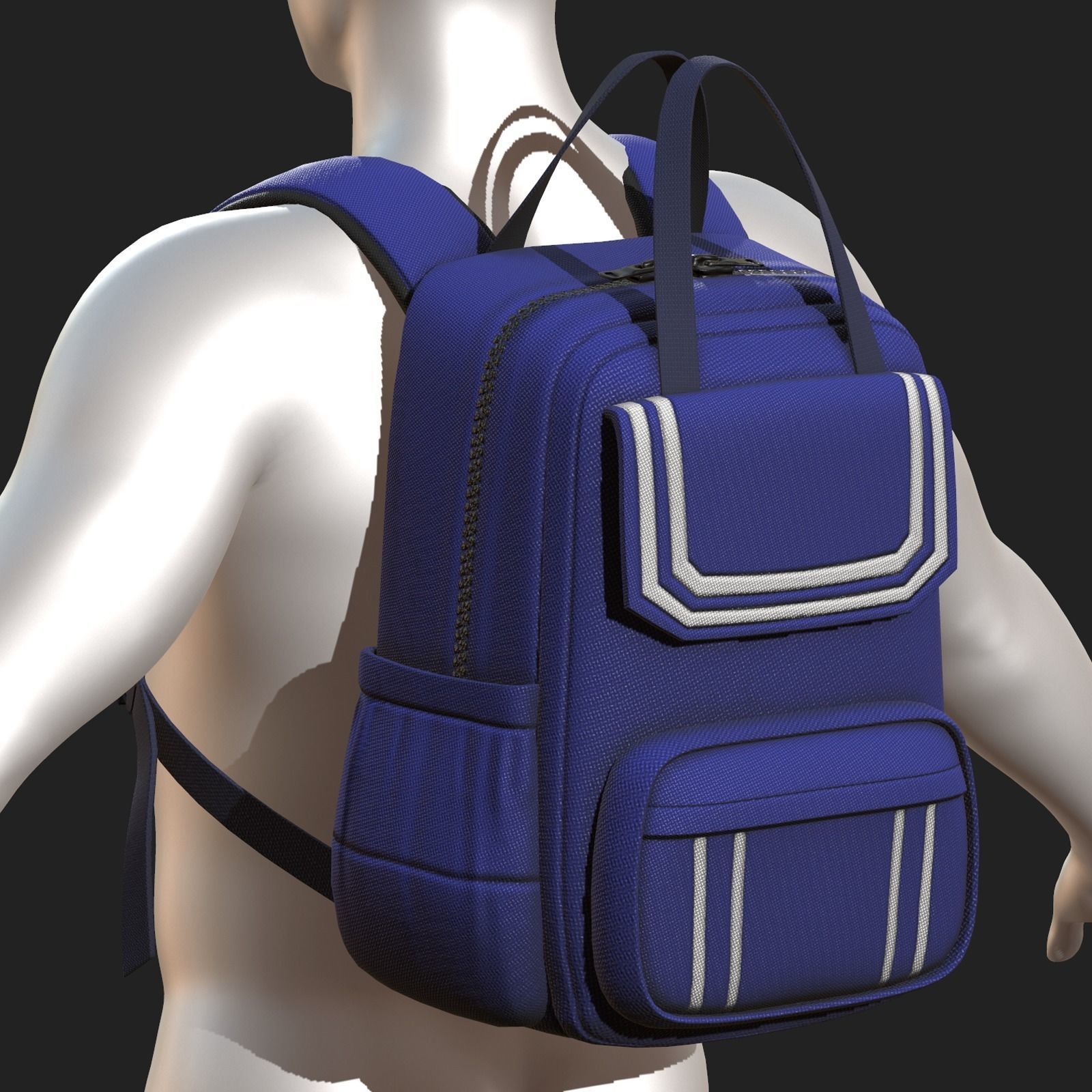 Backpack Camping bag baggage pockets  Low-poly 3D model_6