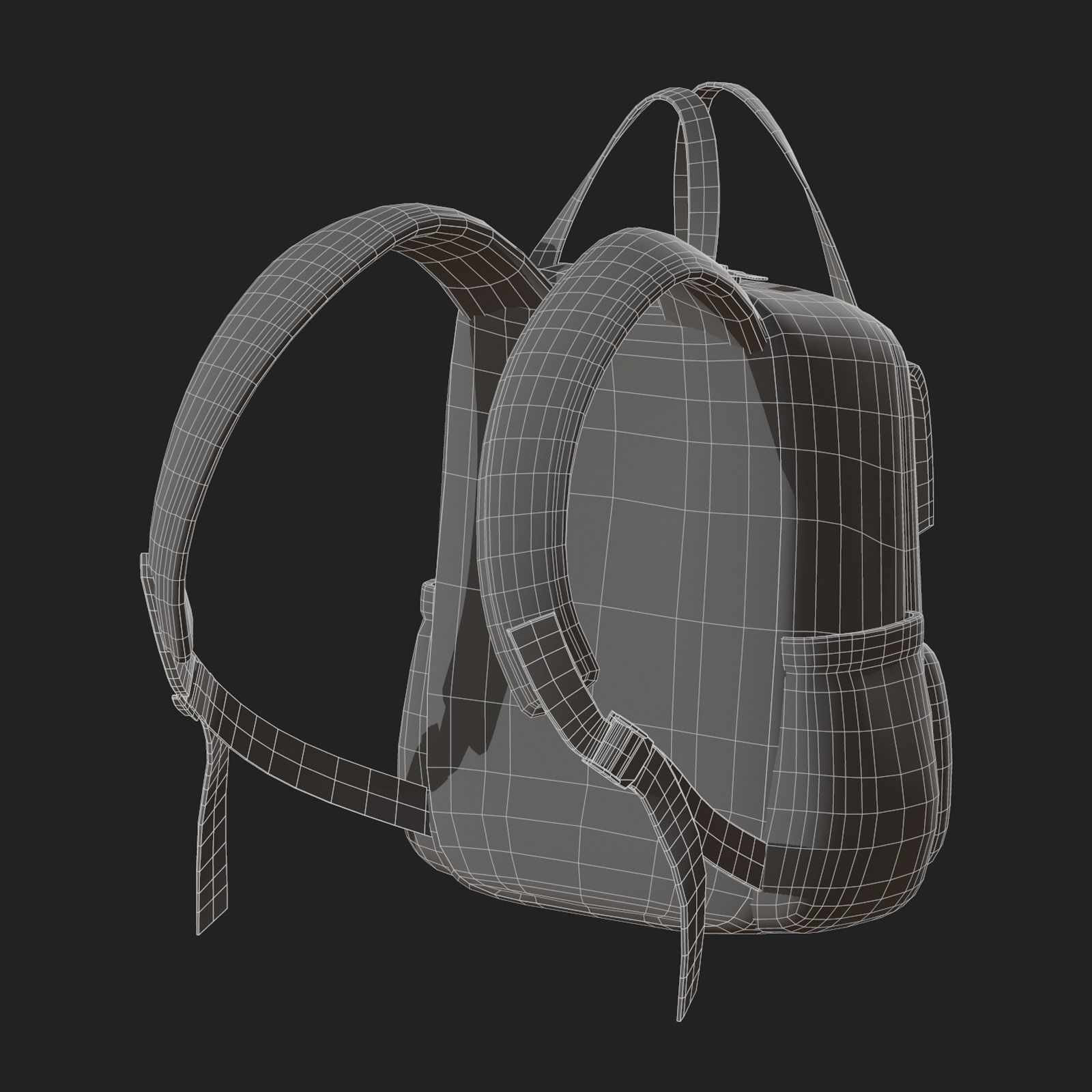 Backpack Camping bag baggage pockets  Low-poly 3D model_13