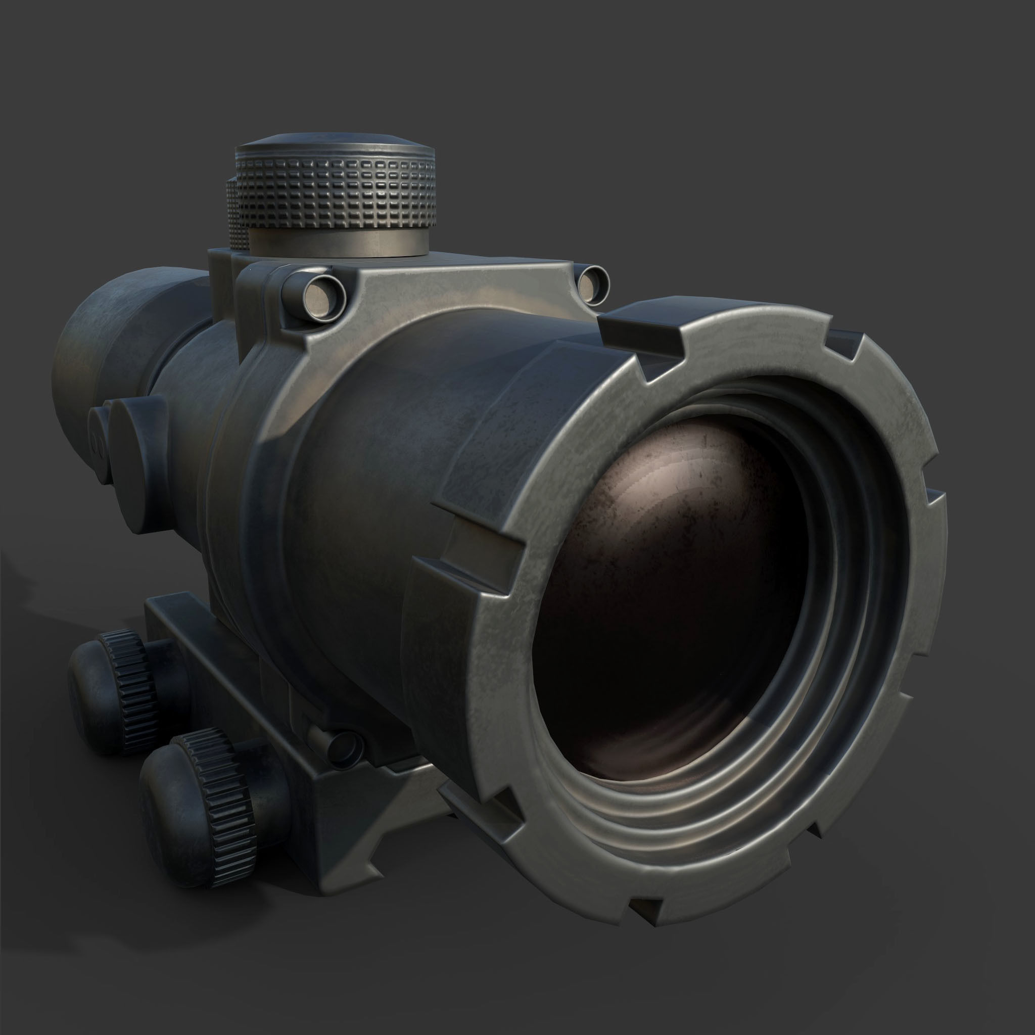 2x gun scope  Low-poly 3D model_3
