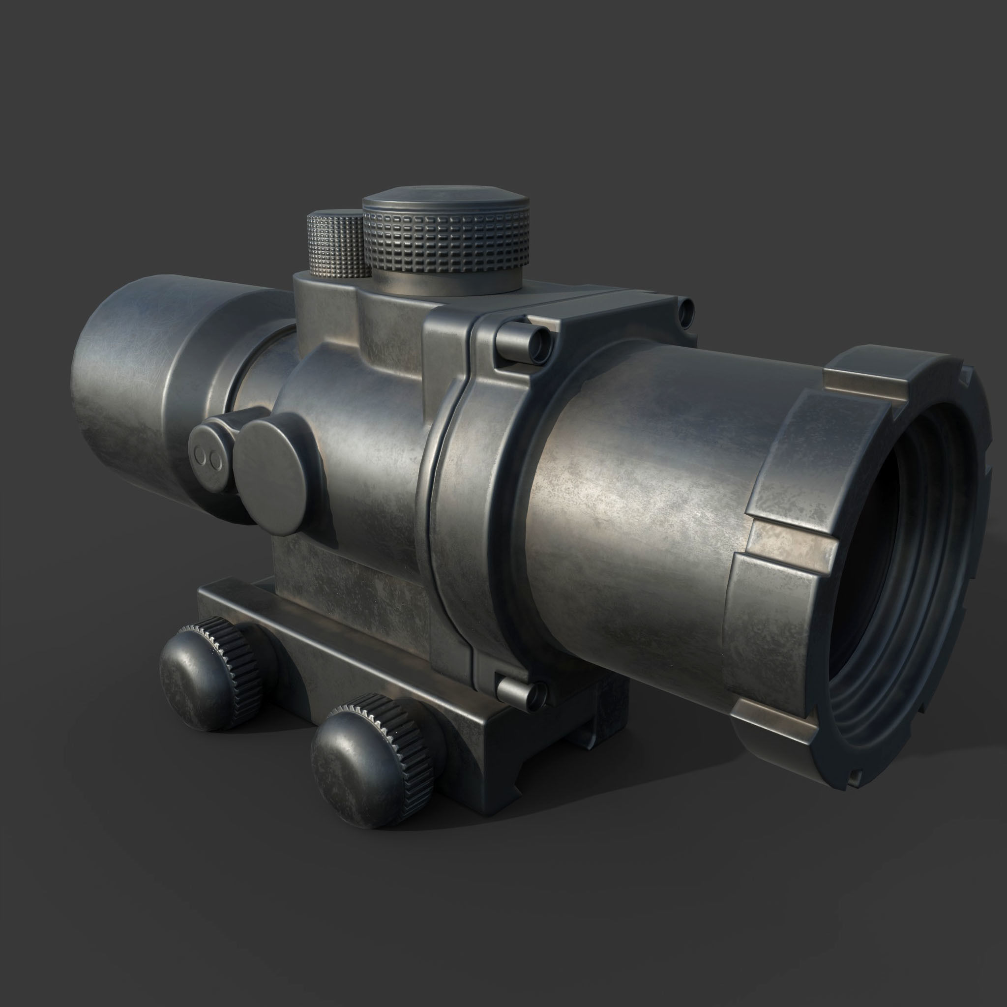 2x gun scope  Low-poly 3D model_2