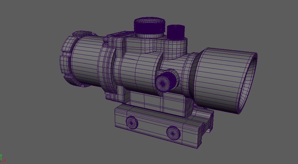 2x gun scope  Low-poly 3D model_5
