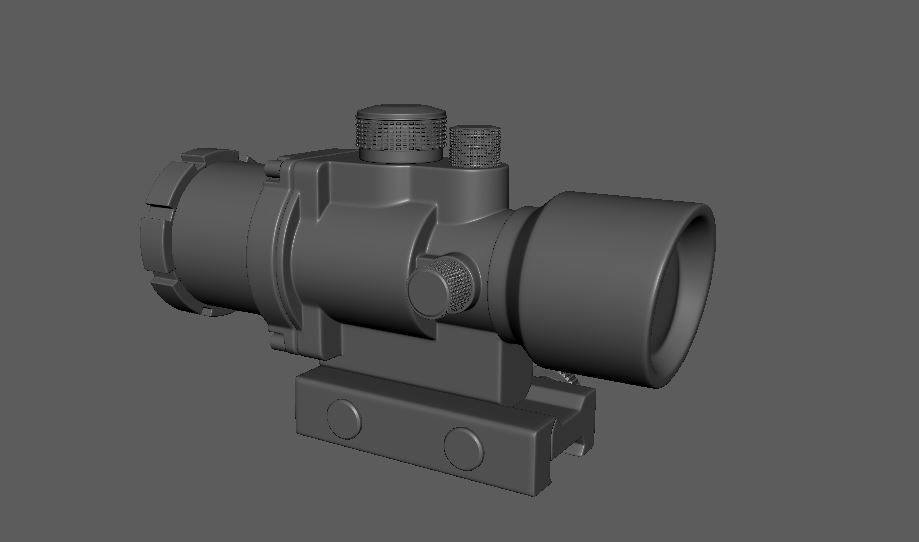 2x gun scope  Low-poly 3D model_6