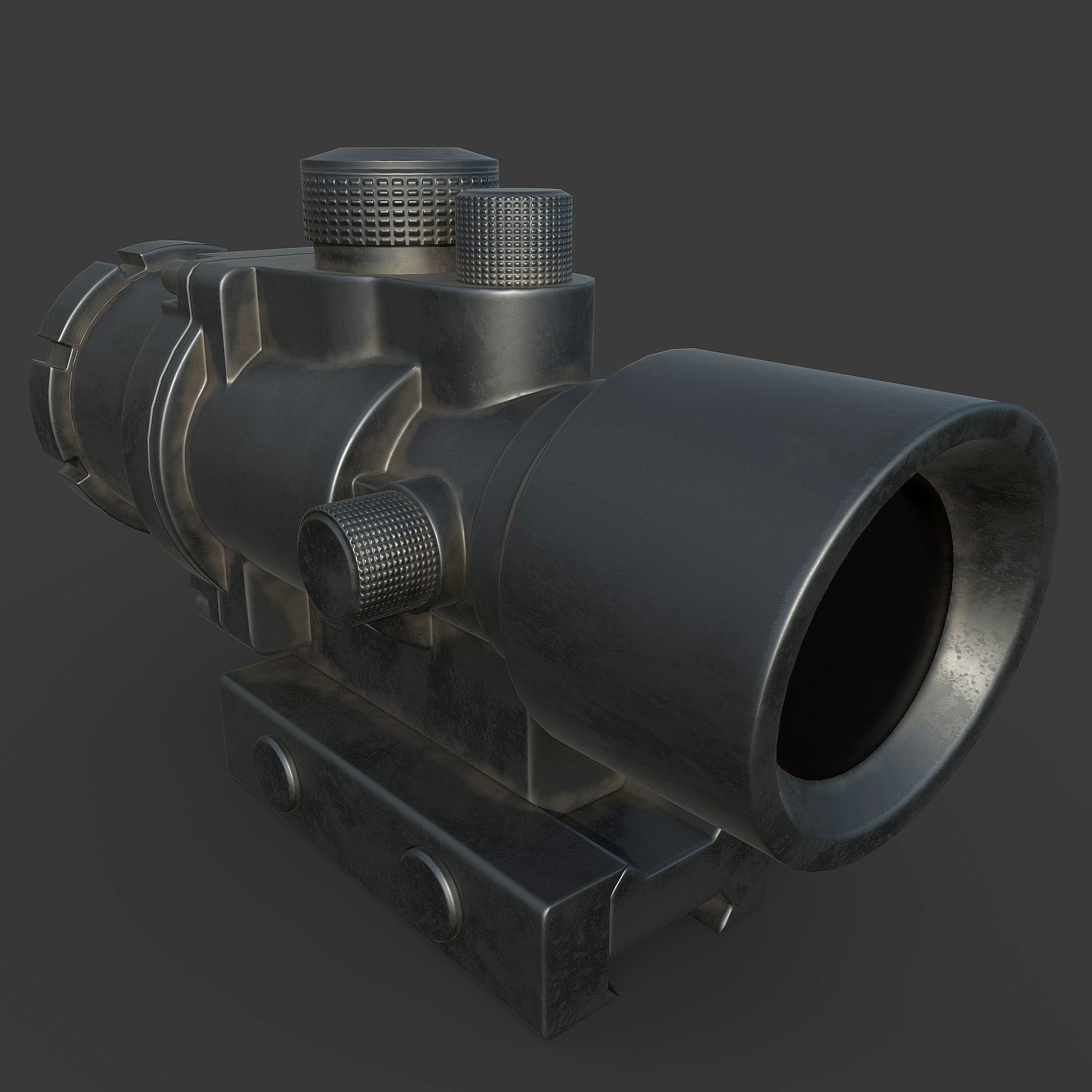 2x gun scope  Low-poly 3D model_4