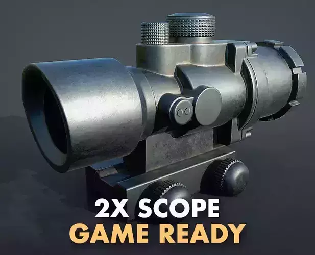2x gun scope  Low-poly 3D model