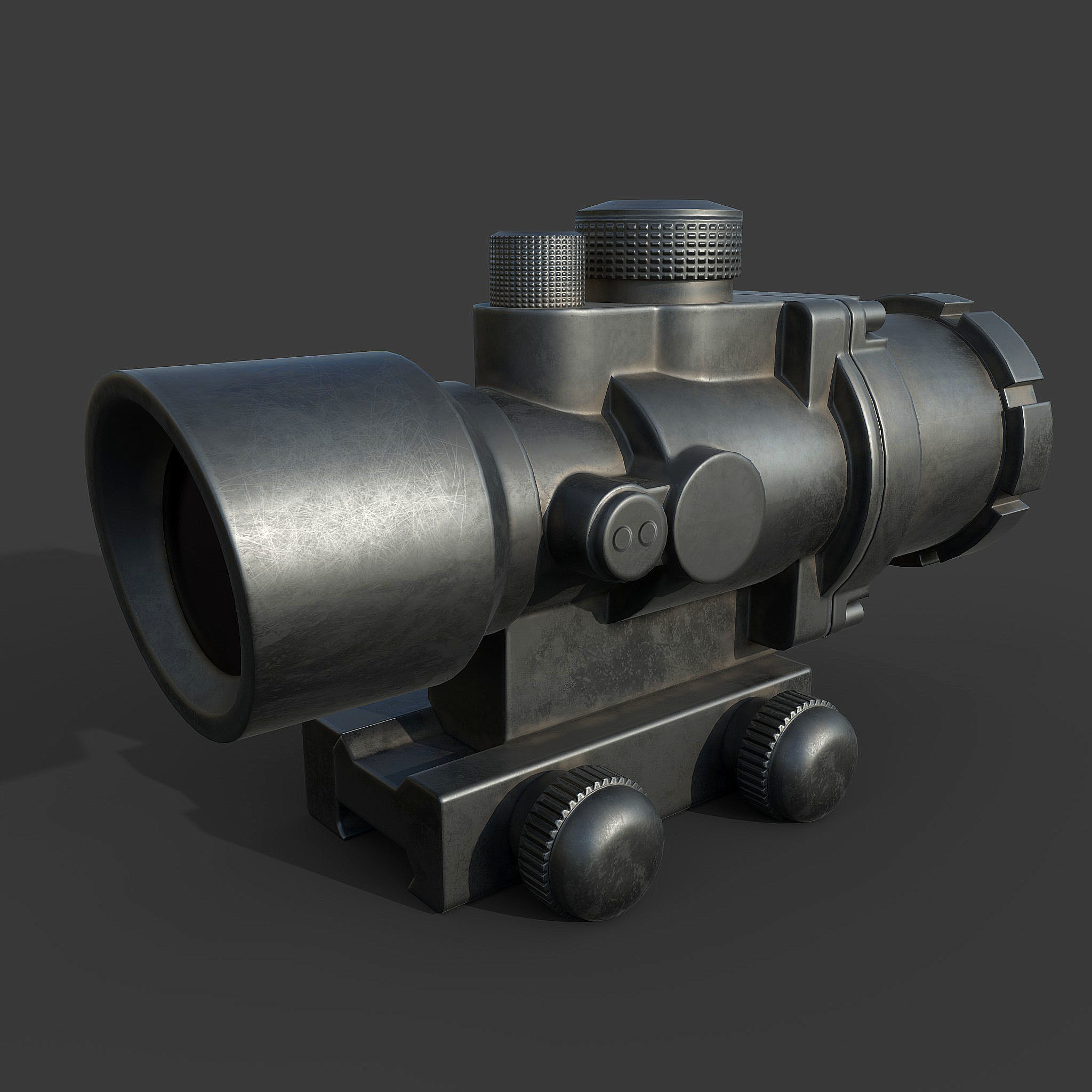 2x gun scope  Low-poly 3D model_1