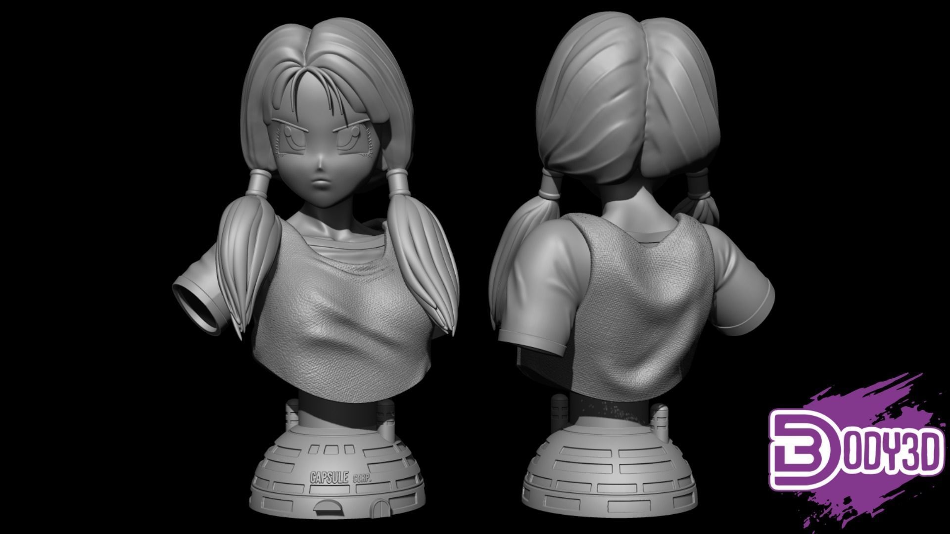 Videl Bust 1-6 Scale - Dragon Ball 3D print model_2