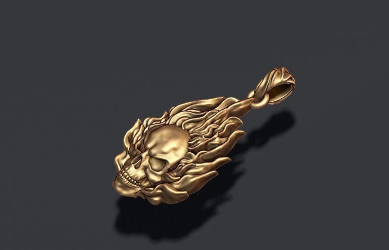 Burning skull pendant 3D print model_2