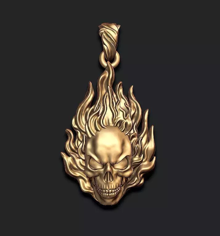 Burning skull pendant 3D print model_0