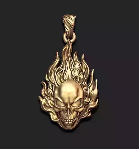 Burning skull pendant