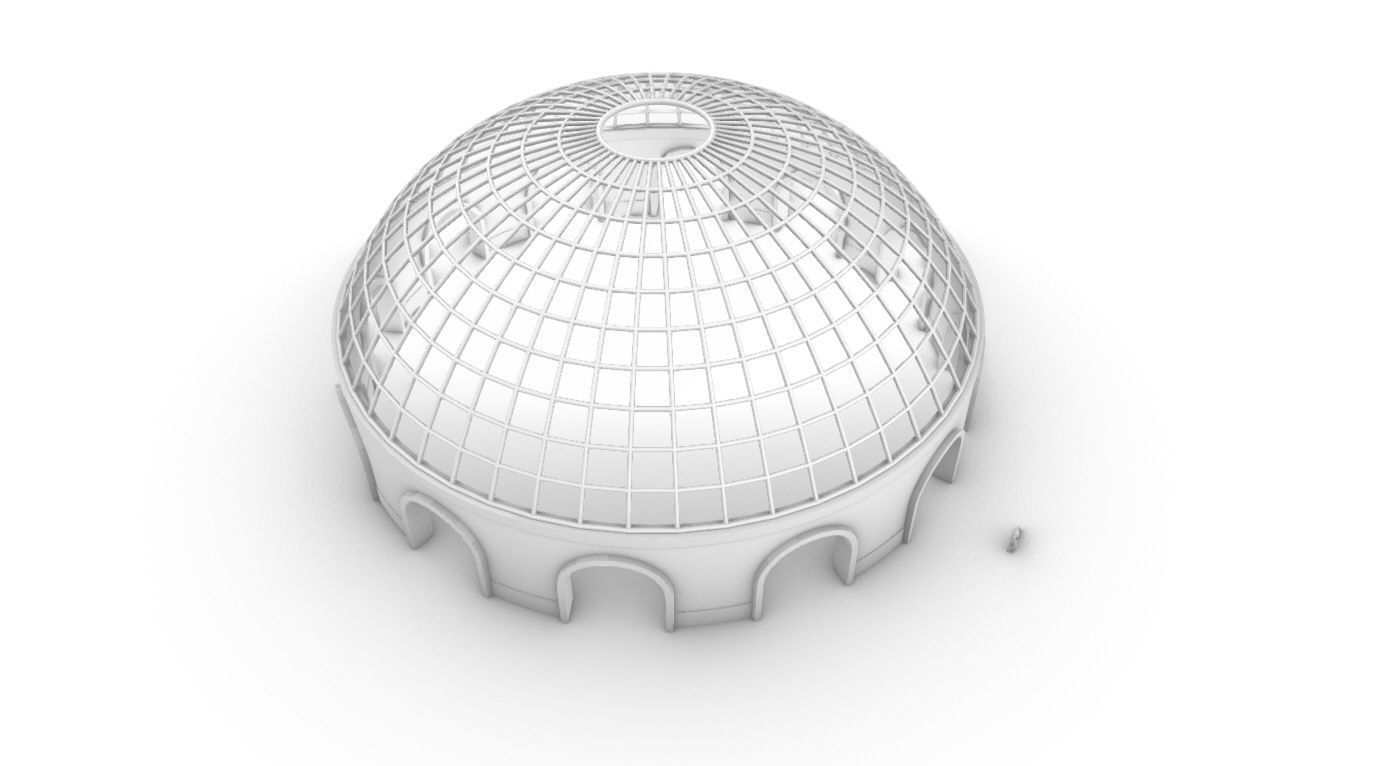 Dome Pavilion with Square Wireframe Structure and Panels v 3 3D model_62