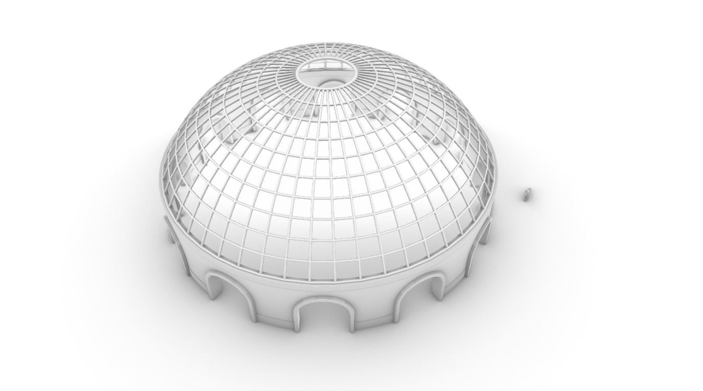 Dome Pavilion with Square Wireframe Structure and Panels v 3 3D model_60
