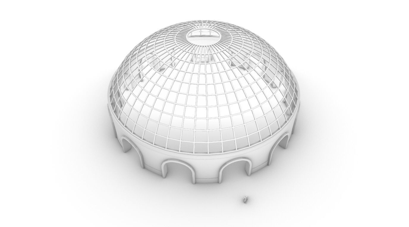 Dome Pavilion with Square Wireframe Structure and Panels v 3 3D model_63