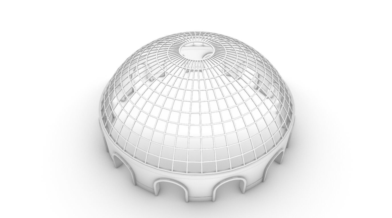 Dome Pavilion with Square Wireframe Structure and Panels v 3 3D model_54