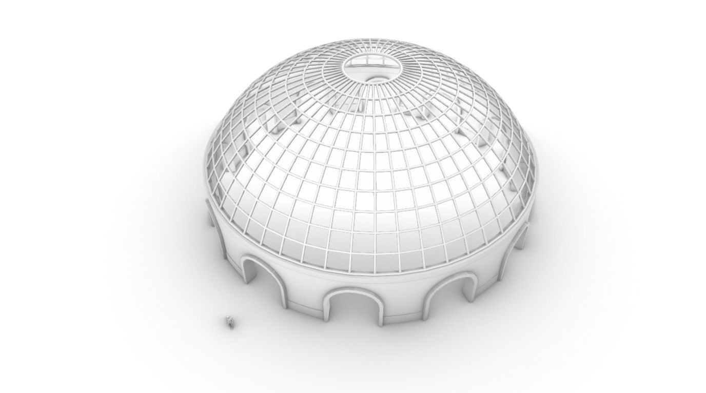 Dome Pavilion with Square Wireframe Structure and Panels v 3 3D model_47