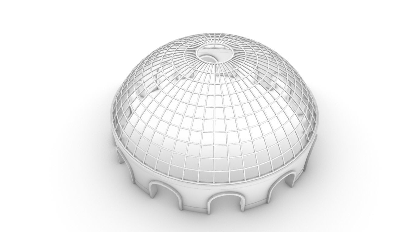 Dome Pavilion with Square Wireframe Structure and Panels v 3 3D model_53