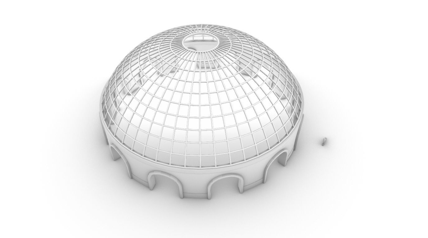 Dome Pavilion with Square Wireframe Structure and Panels v 3 3D model_61
