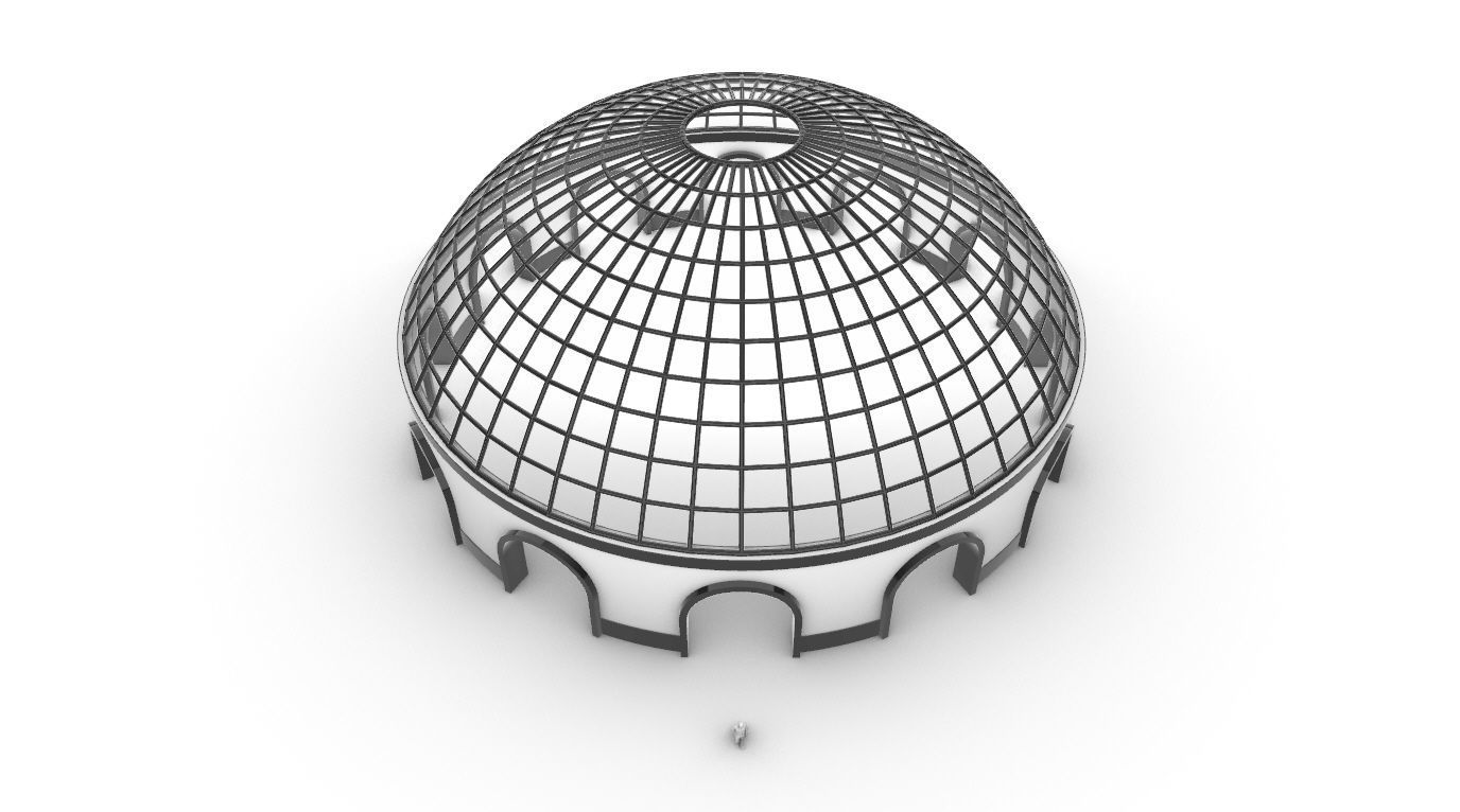 Dome Pavilion with Square Wireframe Structure and Panels v 3 3D model_20