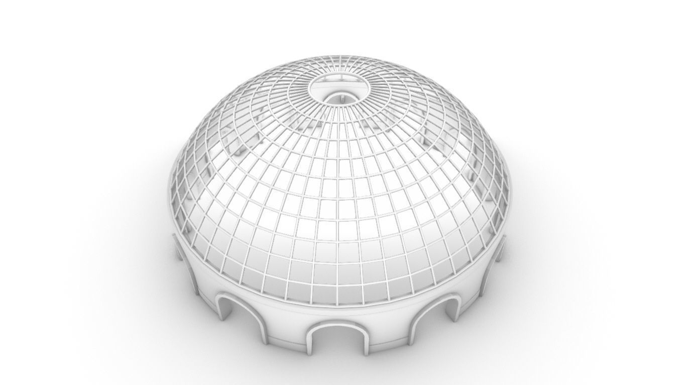 Dome Pavilion with Square Wireframe Structure and Panels v 3 3D model_56
