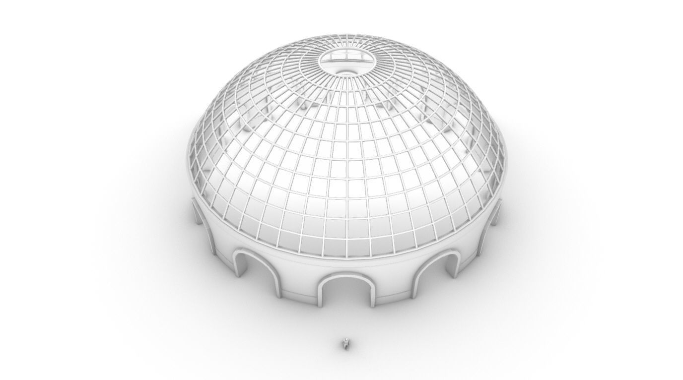Dome Pavilion with Square Wireframe Structure and Panels v 3 3D model_65
