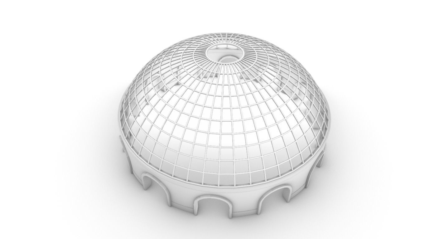 Dome Pavilion with Square Wireframe Structure and Panels v 3 3D model_52