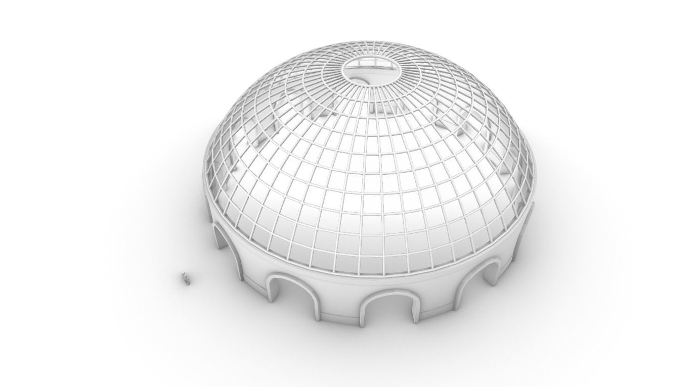 Dome Pavilion with Square Wireframe Structure and Panels v 3 3D model_48