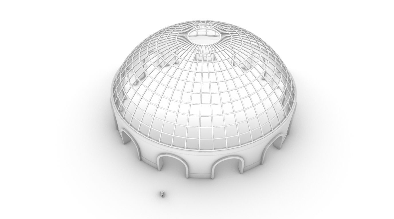 Dome Pavilion with Square Wireframe Structure and Panels v 3 3D model_46