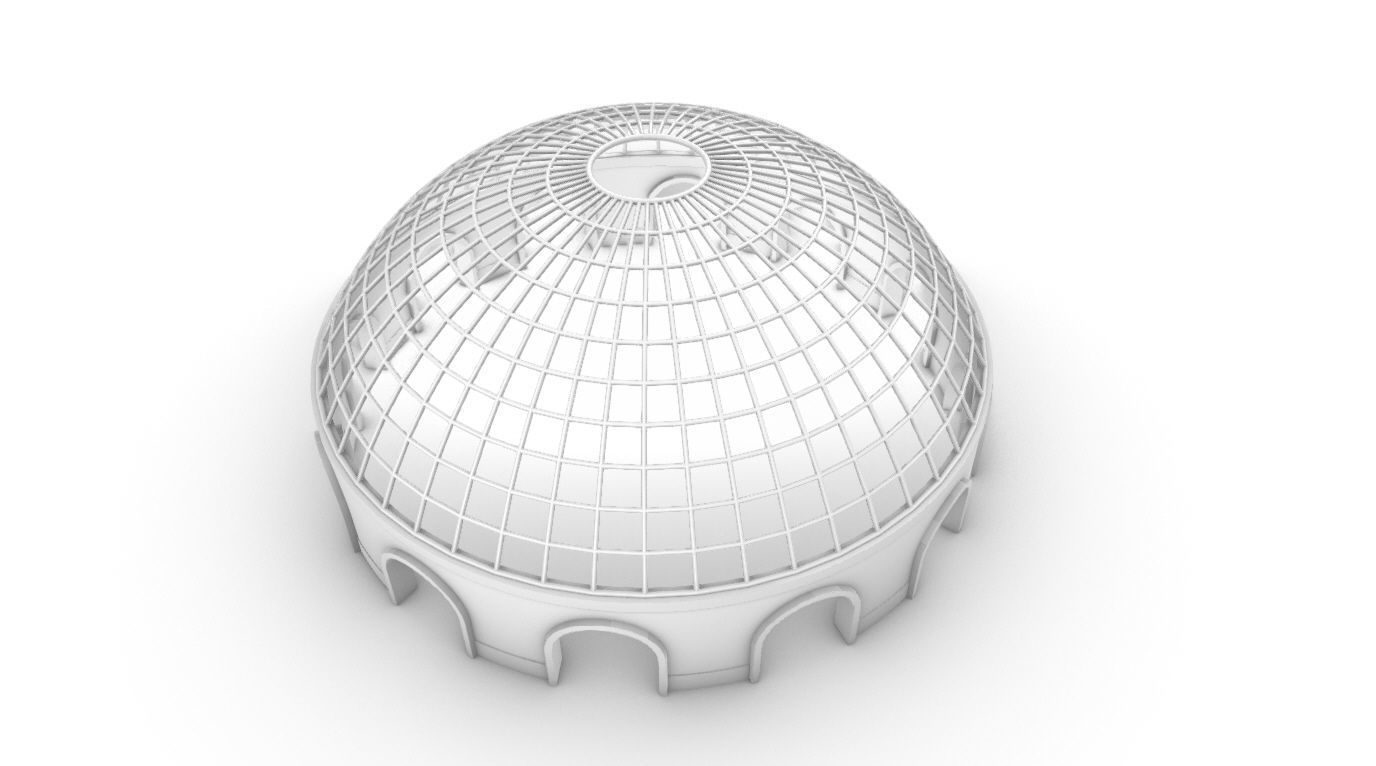 Dome Pavilion with Square Wireframe Structure and Panels v 3 3D model_57