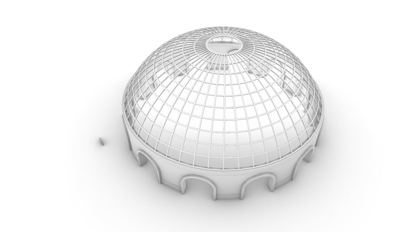 Dome Pavilion with Square Wireframe Structure and Panels v 3 3D model_49