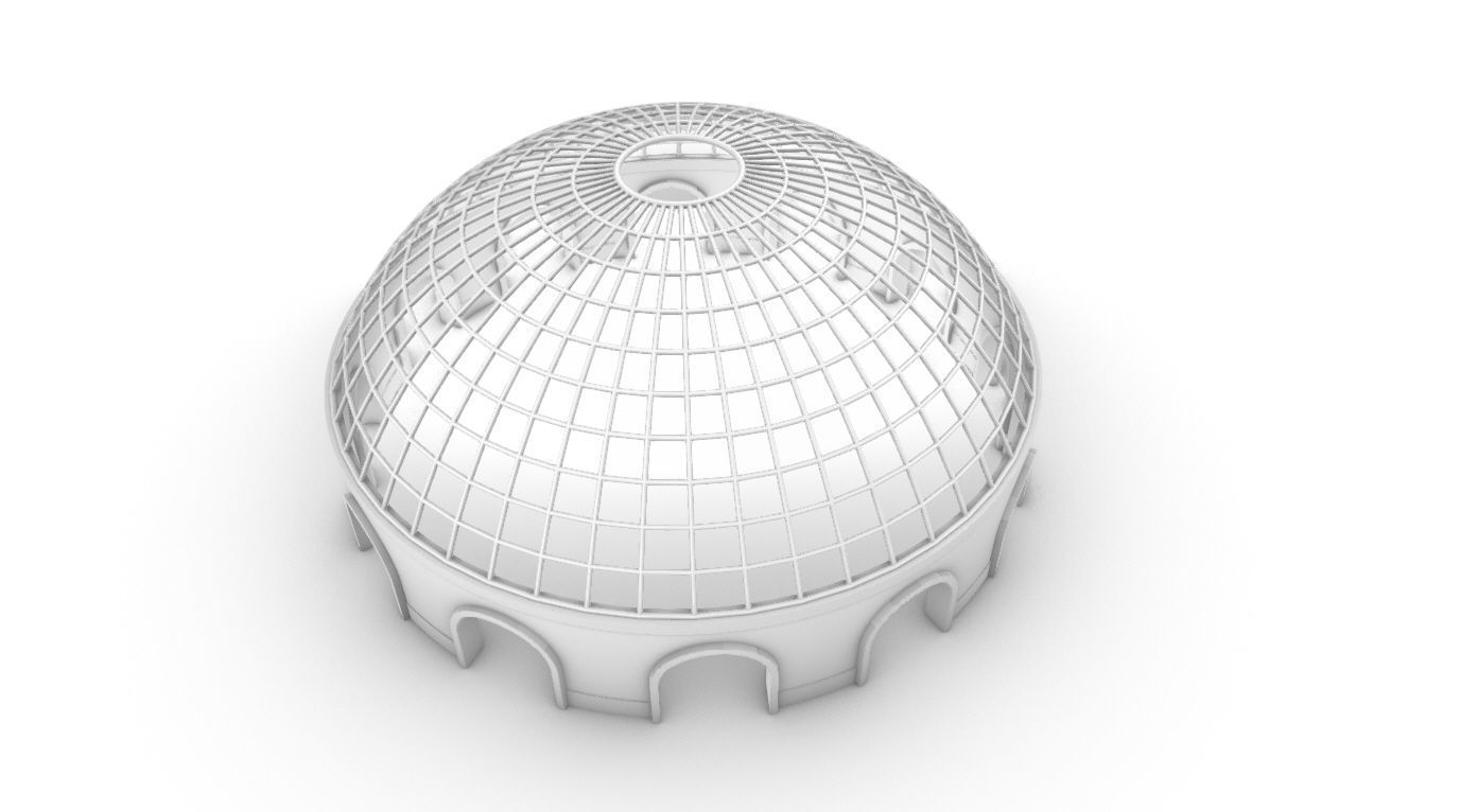 Dome Pavilion with Square Wireframe Structure and Panels v 3 3D model_58