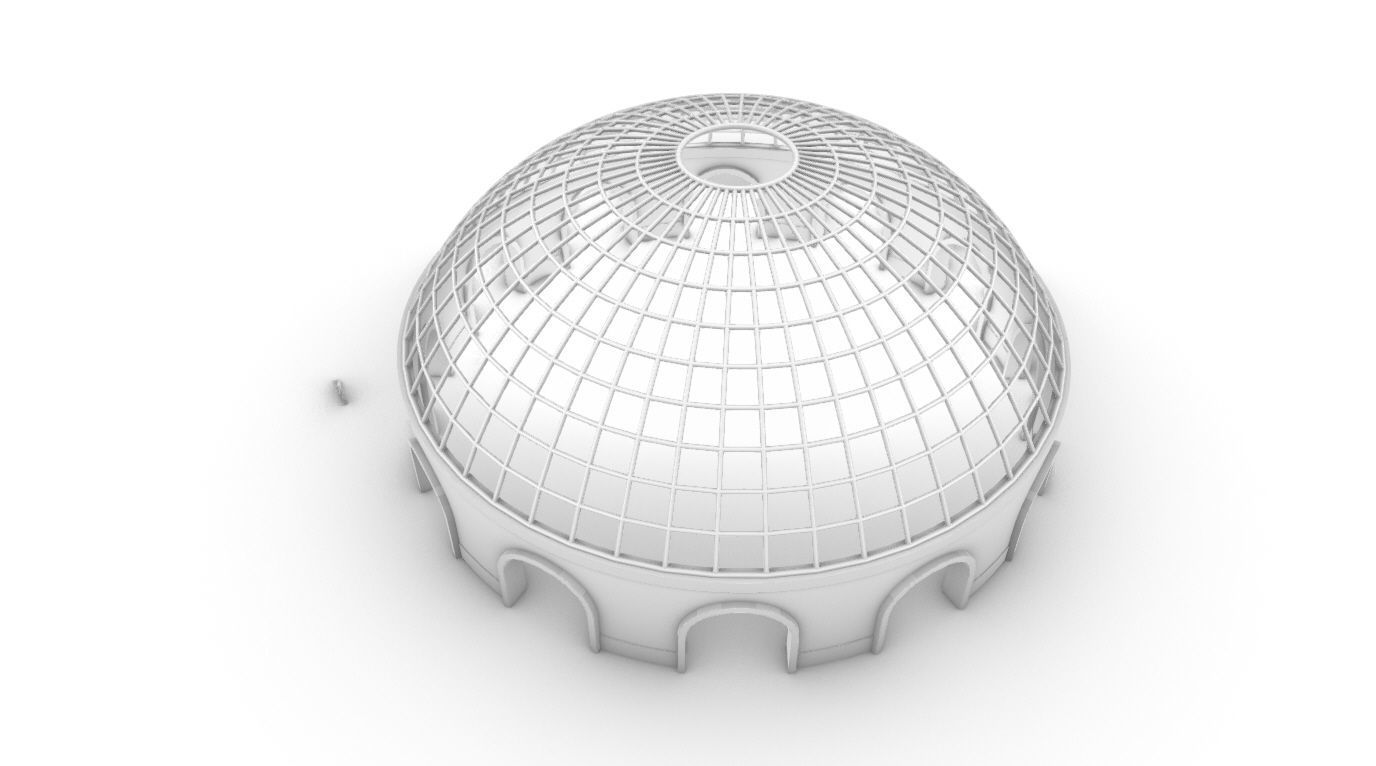 Dome Pavilion with Square Wireframe Structure and Panels v 3 3D model_50