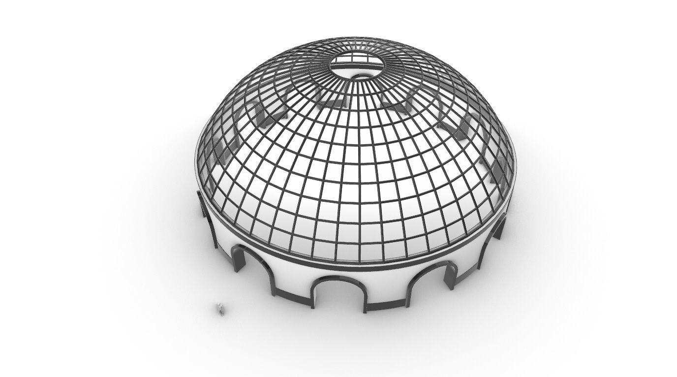 Dome Pavilion with Square Wireframe Structure and Panels v 3 3D model_22