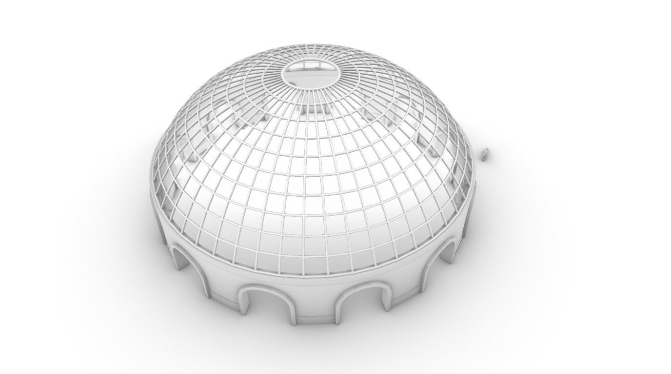 Dome Pavilion with Square Wireframe Structure and Panels v 3 3D model_59