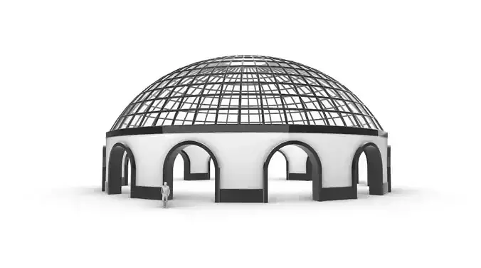 Dome Pavilion with Square Wireframe Structure and Panels v 3