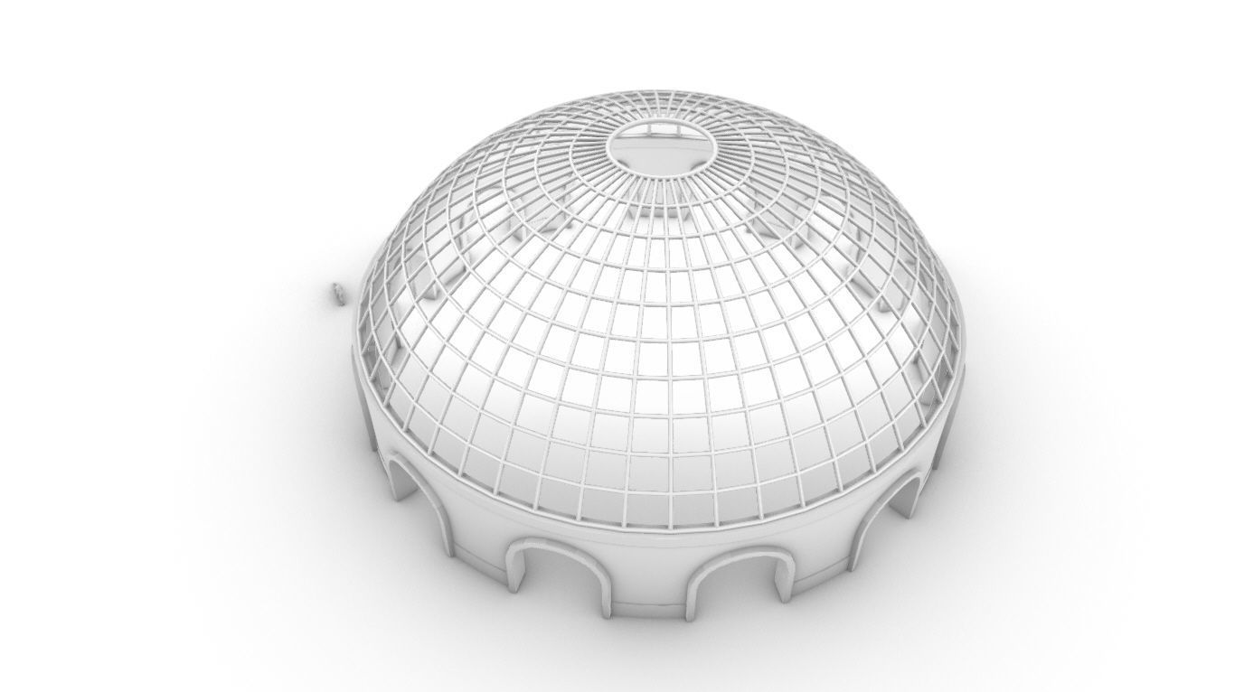 Dome Pavilion with Square Wireframe Structure and Panels v 3 3D model_51