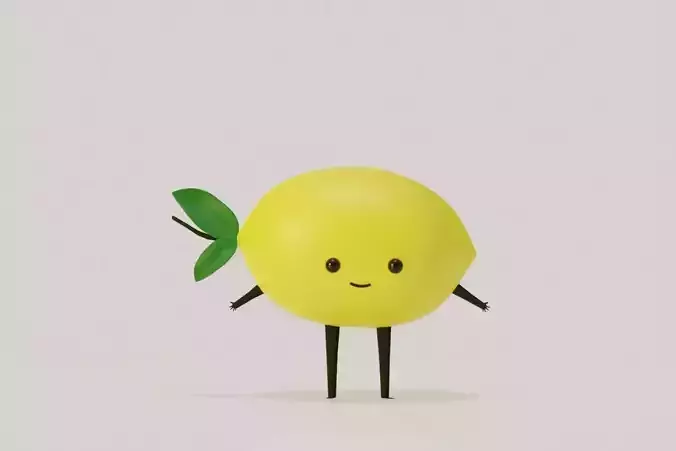 Yellow Lemon Cartoon Character Model