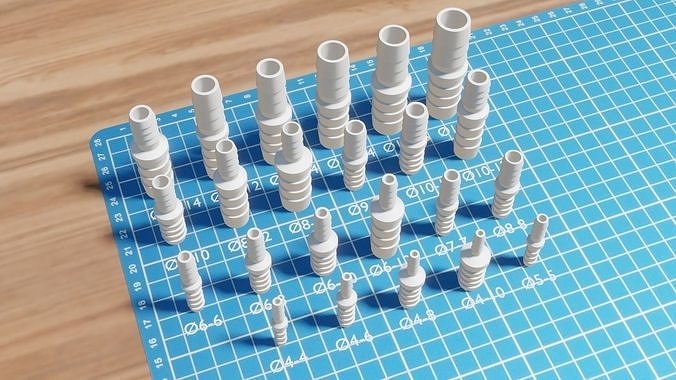 Set of hose fittings 3D Printable 3D print model