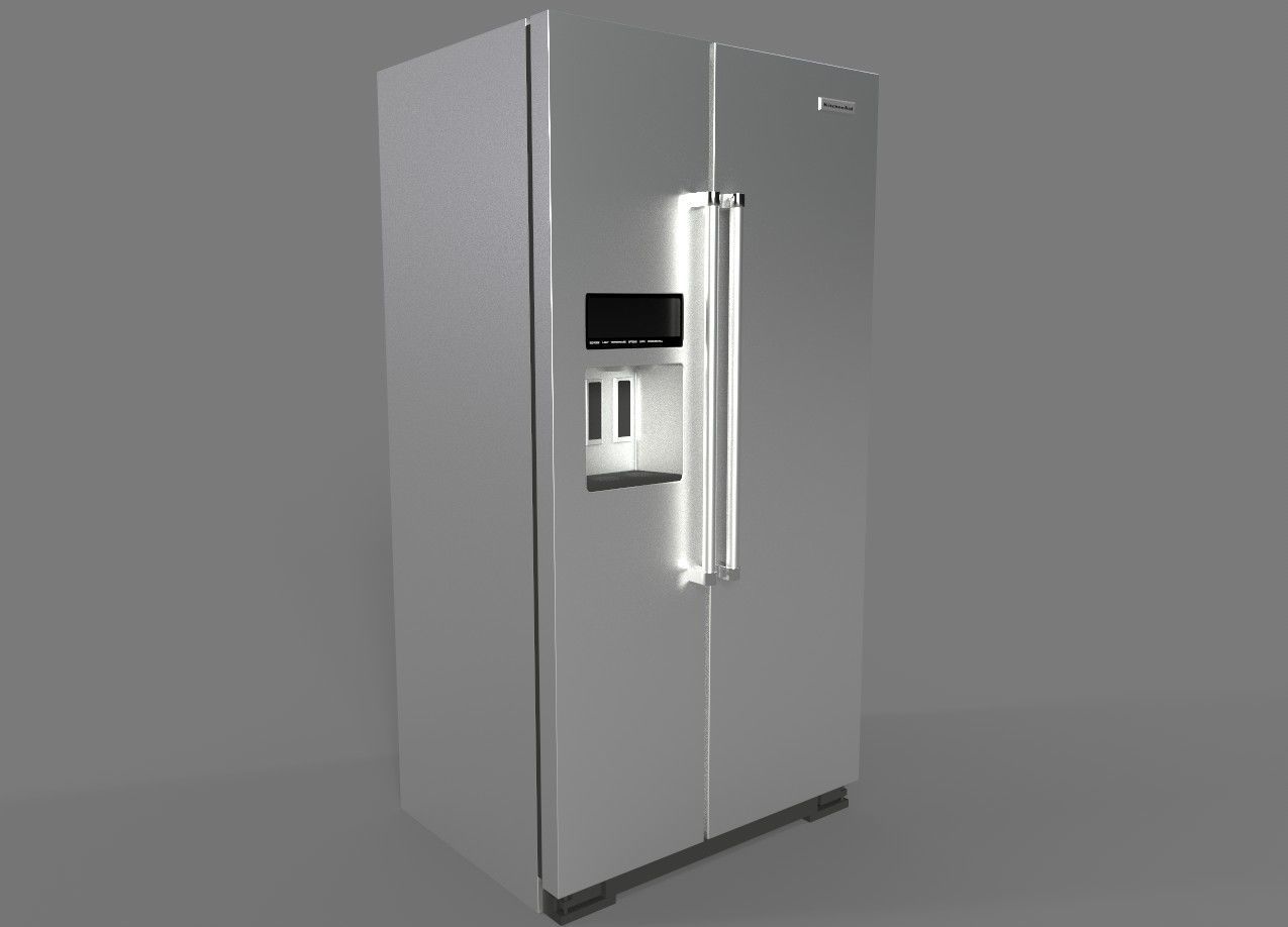 3d Model Stainless Steel Kitchen Aid Fridge Cgtrader