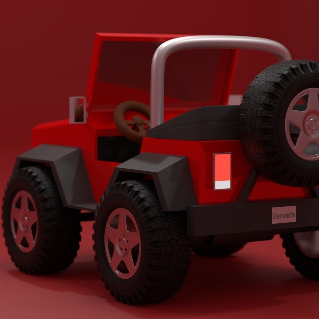 Low Poly Jeep Wrangler Low-poly 3D model_5