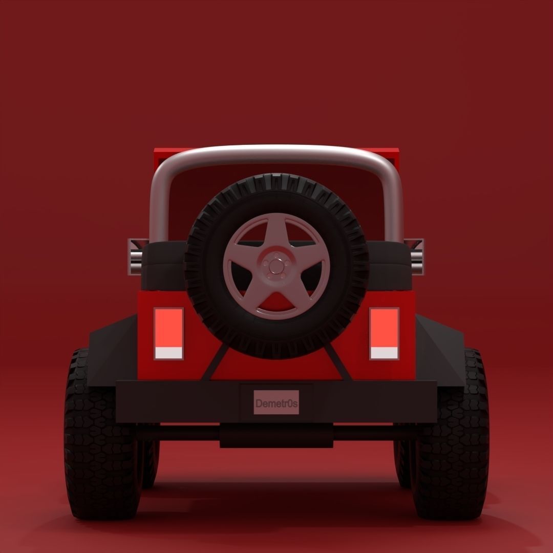 Low Poly Jeep Wrangler Low-poly 3D model_1