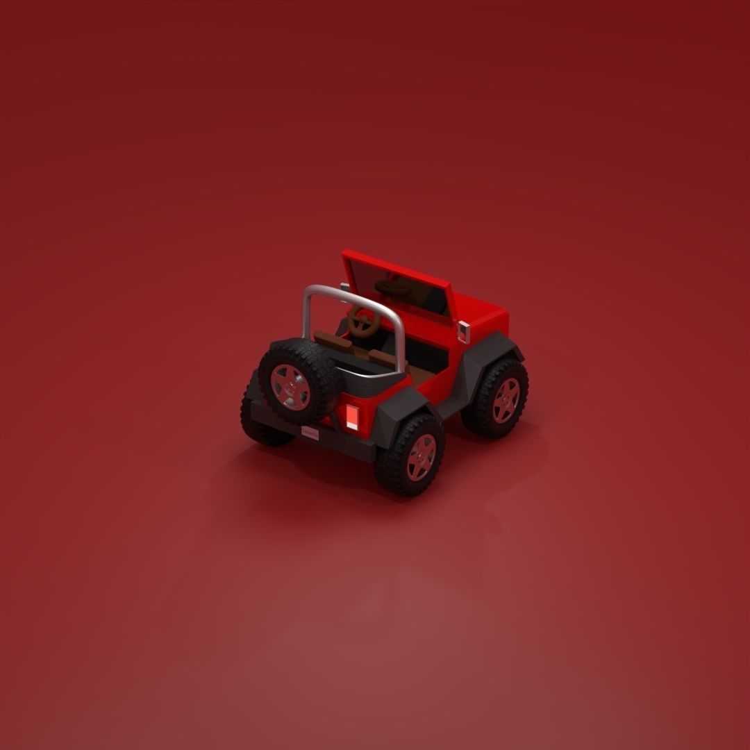 Low Poly Jeep Wrangler Low-poly 3D model_2