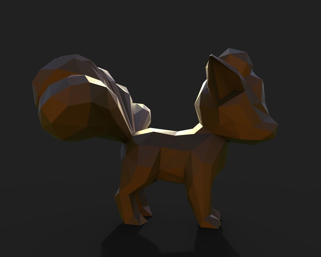 Vulpix Low Poly squirrel 3D print model_12