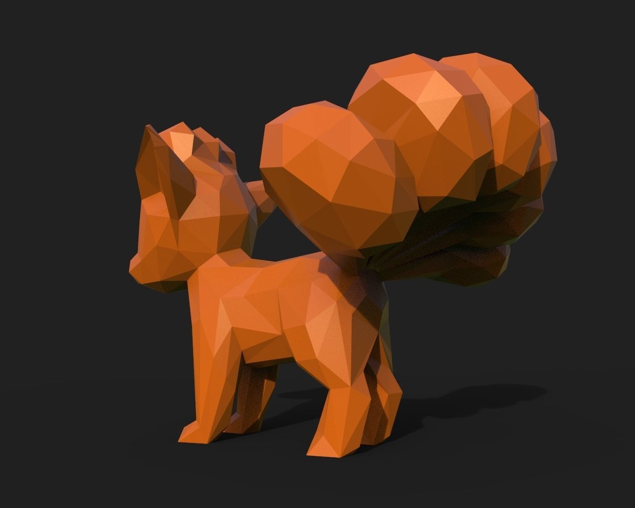 Vulpix Low Poly squirrel 3D print model_5